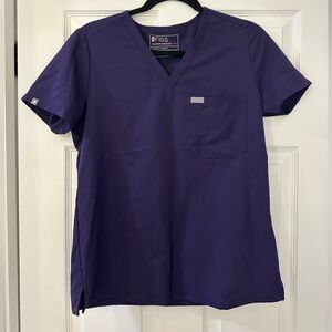 Figs scrub top, dark purple, small